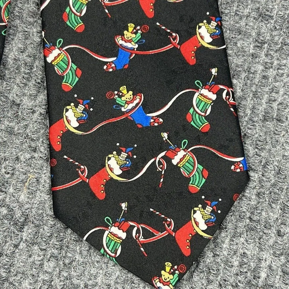 Hallmark Christmas Necktie Mens‎ Holiday Festive Stockings Candy Cane Dressy NWT